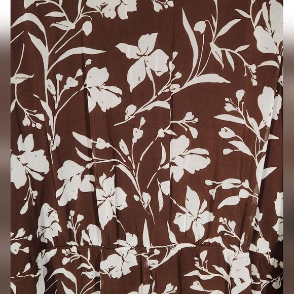 Lane Bryant Dress Long Sleeve Fit Flare Chiffon Fall‎ Brown Twee Cottage 18 1X - Picture 8 of 16